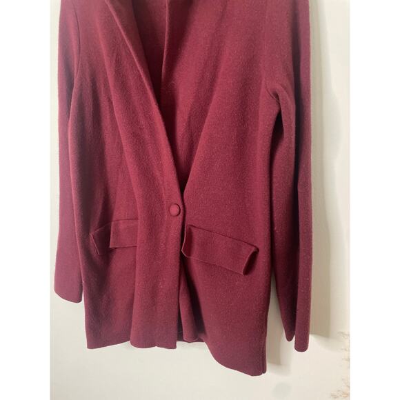 Ella Rafaelle Burgundy Knit Blazer Shacket Small Shacket Sweater Jacket - Picture 7 of 10